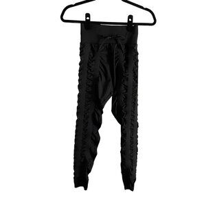 Skinnify Women S Black Athletic Workout Drawstring Resistance Band Leggings